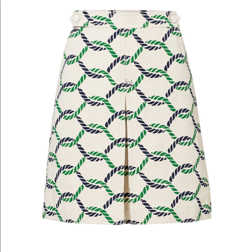 Tory Burch.Green Printed Pier Skirt